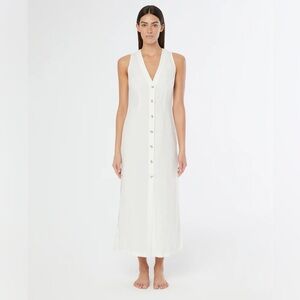 Onia White Linen Button-Down Maxi Dress Size Large